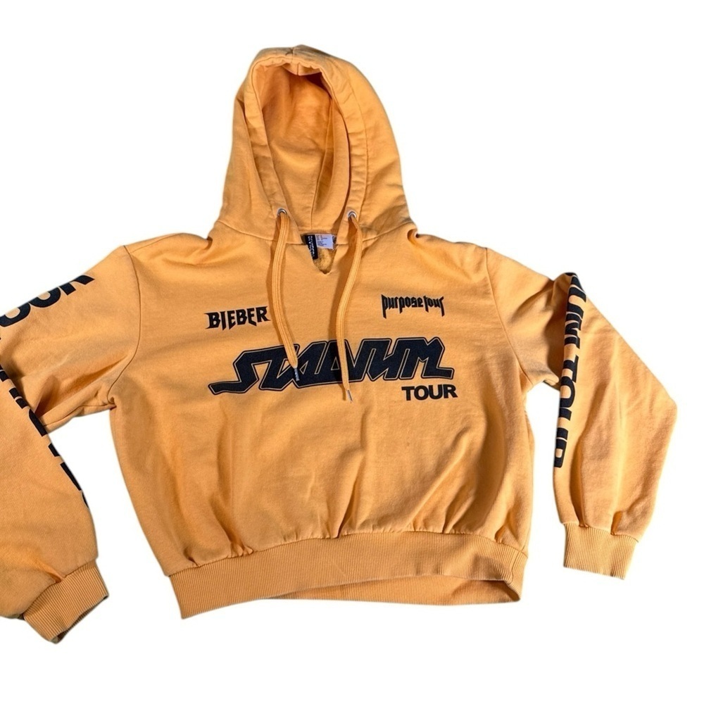 Divided by H&M Justin Bieber Stadium Tour Womens Yellow Black Hoodie Size Medium